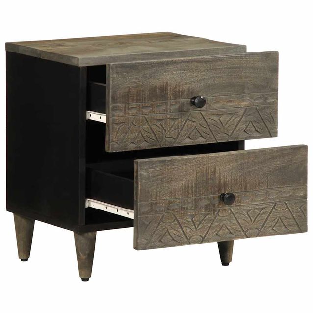 Makuuhuoneen sivukaappi vaaleanharmaa 40x33x46 cm massiivipuu mango (17790)