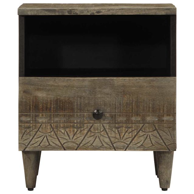 Makuuhuoneen sivukaappi vaaleanharmaa 40x33x46 cm massiivipuu mango (17798)