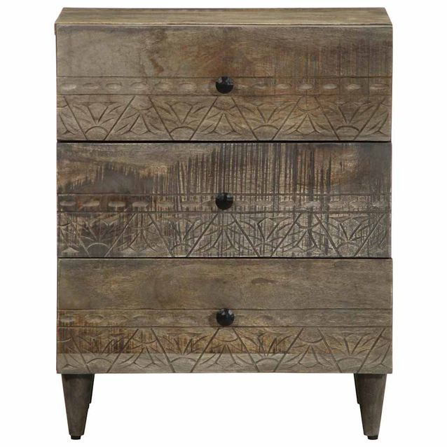 Makuuhuoneen sivukaappi vaaleanharmaa 50x33x60 cm massiivipuu mango (17801)