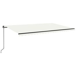 Manuaalisesti sisäänkelattava markiisi LED-valo 500x350cm kerma (69222)