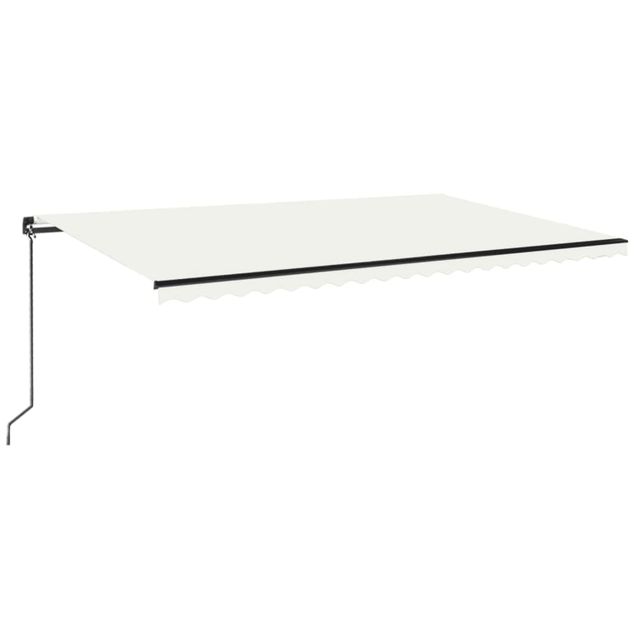 Manuaalisesti sisäänkelattava markiisi LED-valo 500x350cm kerma (69222)