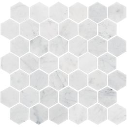 Marmorimosaiikki Carrara Hexagon kiillotettu 325x315x10 mm