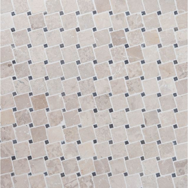 Marmorimosaiikki Qualitystone Diagonal White-Gray verkolla 50x50_10x10 mm