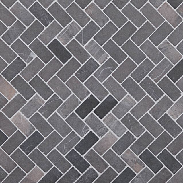 Marmorimosaiikki Qualitystone Herringbone Gray 30 x 60 mm