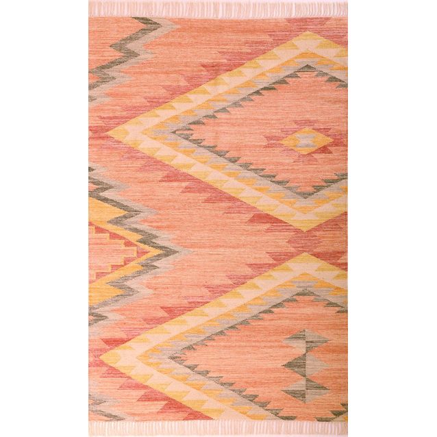 Matto Tom Tailor Vintage Zigzag Kelim, eri kokoja, marjanpunainen