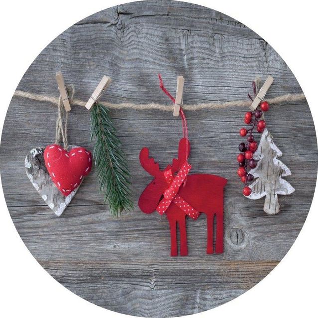 Matto Village's Joulu Ø100 cm pyöreä harmaa/punainen