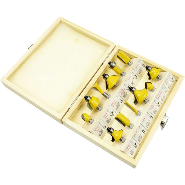 Jyrsinteräsarja Procat 12 osaa 6 mm karalla puulaatikossa