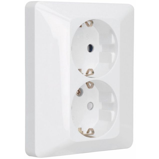 Pistorasia Malmbergs Delta, 2-osainen, maadoitettu, uppoasennus, valkoinen