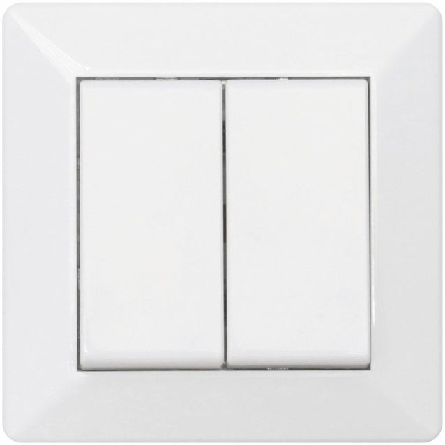 Kytkin Malmbergs Delta, kaksoispainonappi, ilman merkkivaloa, valkoinen