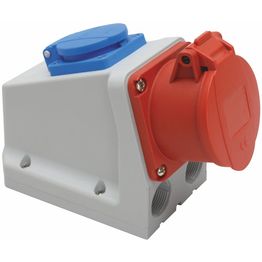 Seinäpistorasia Malmbergs, 16A, 3+N+PE, 6H, 400V, IP44, Schuko