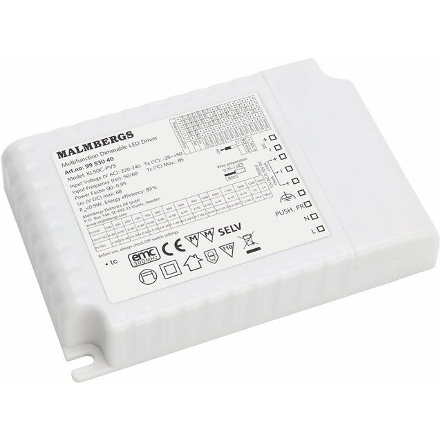 LED-liitäntälaite Malmbergs, DRI. PUSH/1-10 CC/CV MAX 1x50W