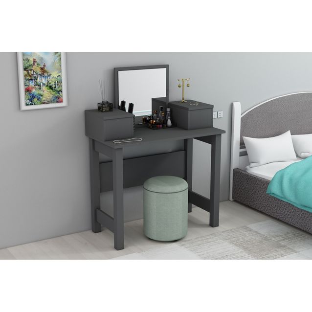 Meikkipöytä Linento Furniture Lora, antrasiitti