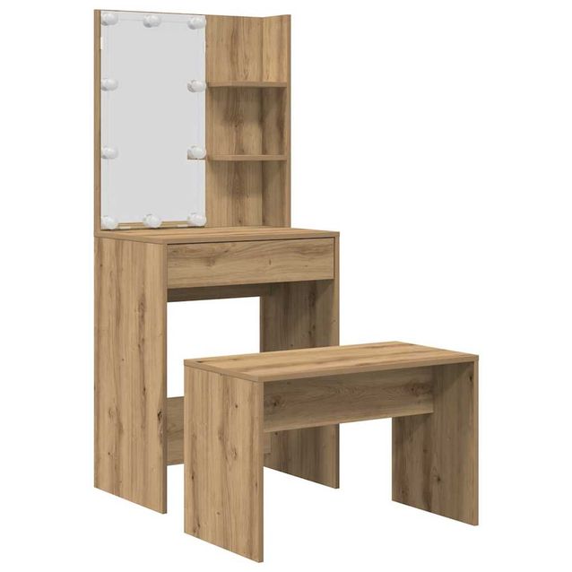 Meikkipöytäsarja LED käsityöläinen tammi suunniteltu puu (29188)