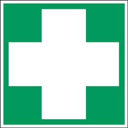 Merkintäkilpi "Ensiaputarvikkeet", 20x20cm, jälkivalaiseva