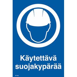 Merkintäkilpi "Käytettävä suojakypärää", 20x30cm