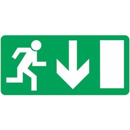 Merkintäkilpi "Poistumistie alas", 15x30cm