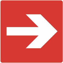 Merkintäkilpi "Suuntanuoli punainen", 20x20cm, jälkivalaiseva