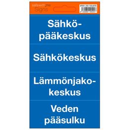 Merkintätarrat kiinteistön eri keskuksille, 10x2cm