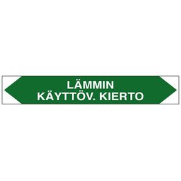 Merkintätarra/putkistotarra "Lämmin käyttäv. kierto", 16x2.5cm, 5kpl