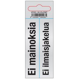 Merkintätarra "Ei mainoksia", "Ei ilmaisjakelua", 8.5cmx2cm