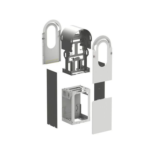 Metallisarja kahden Schneider Electric EVlink Pro AC -latausaseman asennukseen
