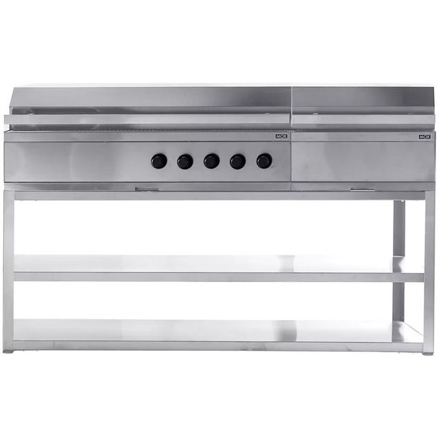 Kesäkeittiön kaasu- ja hiiligrillimoduuli Myoutdoorkitchen Nordic Line, 5 poltinta, 180cm, ruostumaton teräs