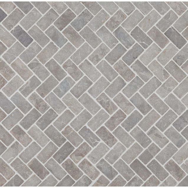 Mosaiikkilaatta Qualitystone Herringbone Light Grey 30x60 mm