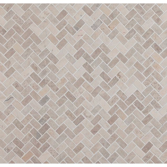Mosaiikkilaatta Qualitystone Herringbone White Mini 20x40 mm