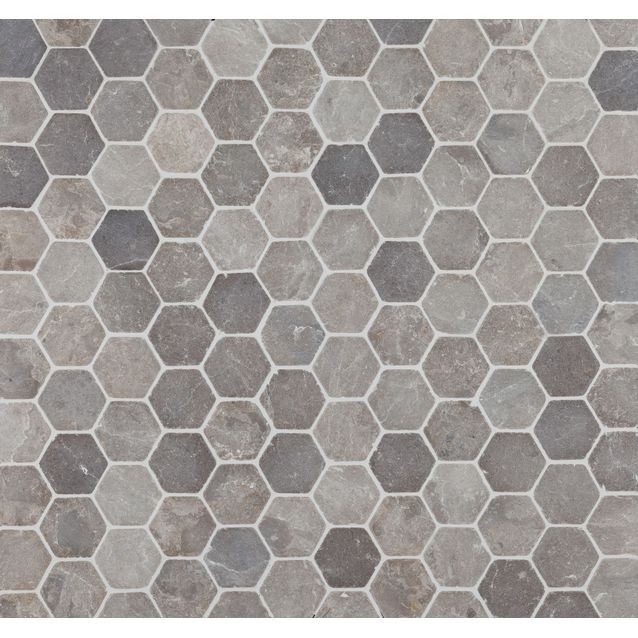 Mosaiikkilaatta Qualitystone Hexagon Light Grey 60x60 mm
