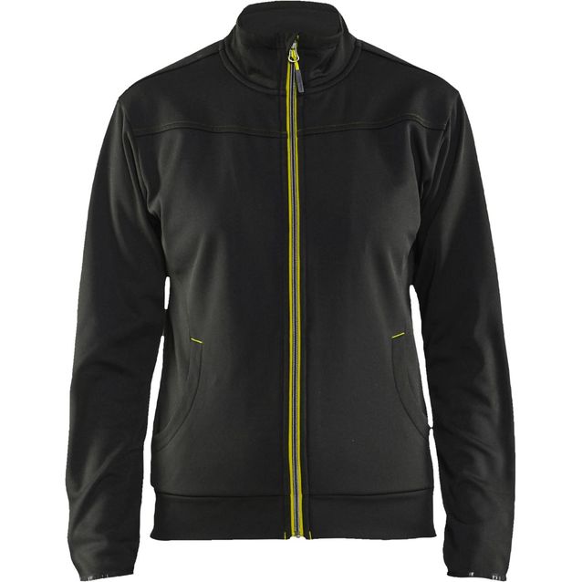 Naisten pusero Blåkläder 3394, vetoketjulla, musta/huomio keltainen