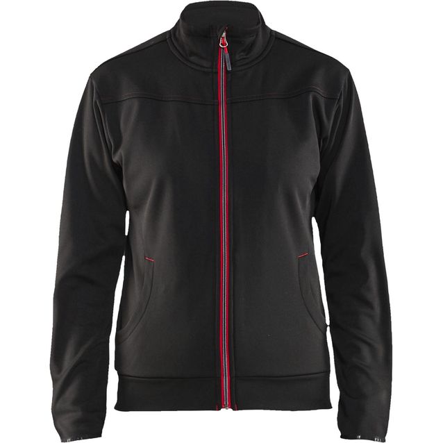 Naisten pusero Blåkläder 3394, vetoketjulla, musta/punainen