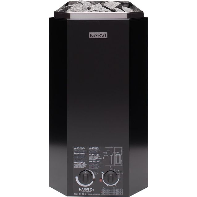 Sähkökiuas Narvi Minex, 3.0kW, 2-3m3, kiinteä ohjaus, musta