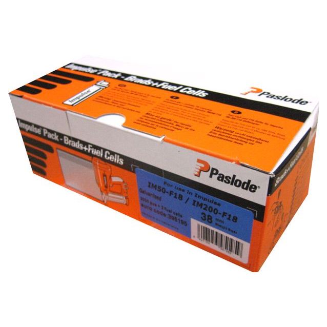 Naulakaasupakkaus Paslode IM50F18 viimeistely 38X1,2 sinkitty valkoinen kanta 2000 kpl/pkt