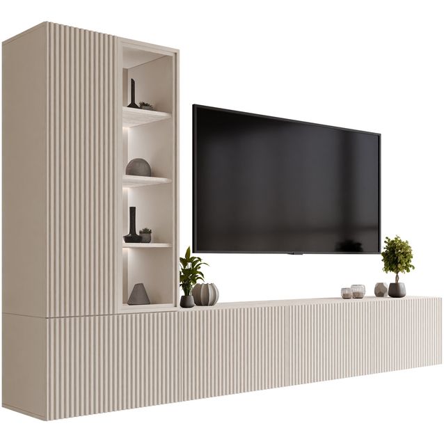 Olohuoneen kalustesetti Nomla TIWORI, beige, LED-valolla