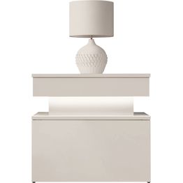 Yöpöytä Nomla 1S GLOSSA 09, LED-valaistuksella, 55x39cm, beige