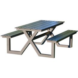 Lasten pöytä ja penkki Hortus, X-malli, musta nonwood ja antrasiittikehys