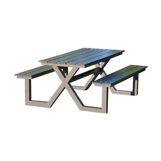 Lasten pöytä ja penkki Hortus, X-malli, musta nonwood ja antrasiittikehys