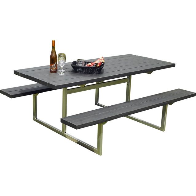 Picnic-pöytäsetti Hortus HEL, antrasiitti non-wood ja galvanoitu runko