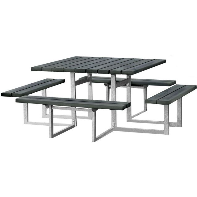 Picnic-pöytäsetti Hortus, kahdeksalle, antrasiitti non-wood ja galvanoitu runko