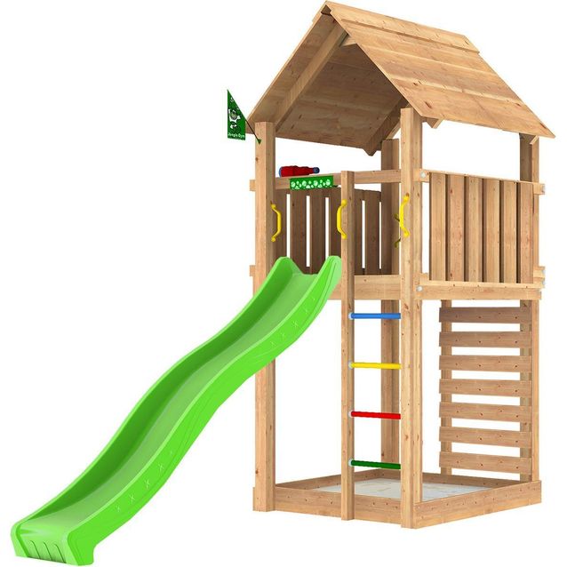 Leikkitorni Jungle Gym Cabin 2.1, vihreä liukumäki