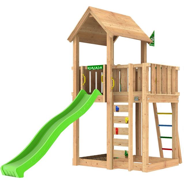 Leikkitorni Jungle Gym Mansion 2.1, liukumäki ja 120 kg hiekkaa