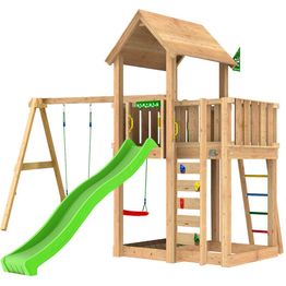 Leikkitorni Jungle Gym Mansion 2.1, 2-Swing Module 220, liukumäki ja 120 kg hiekkaa