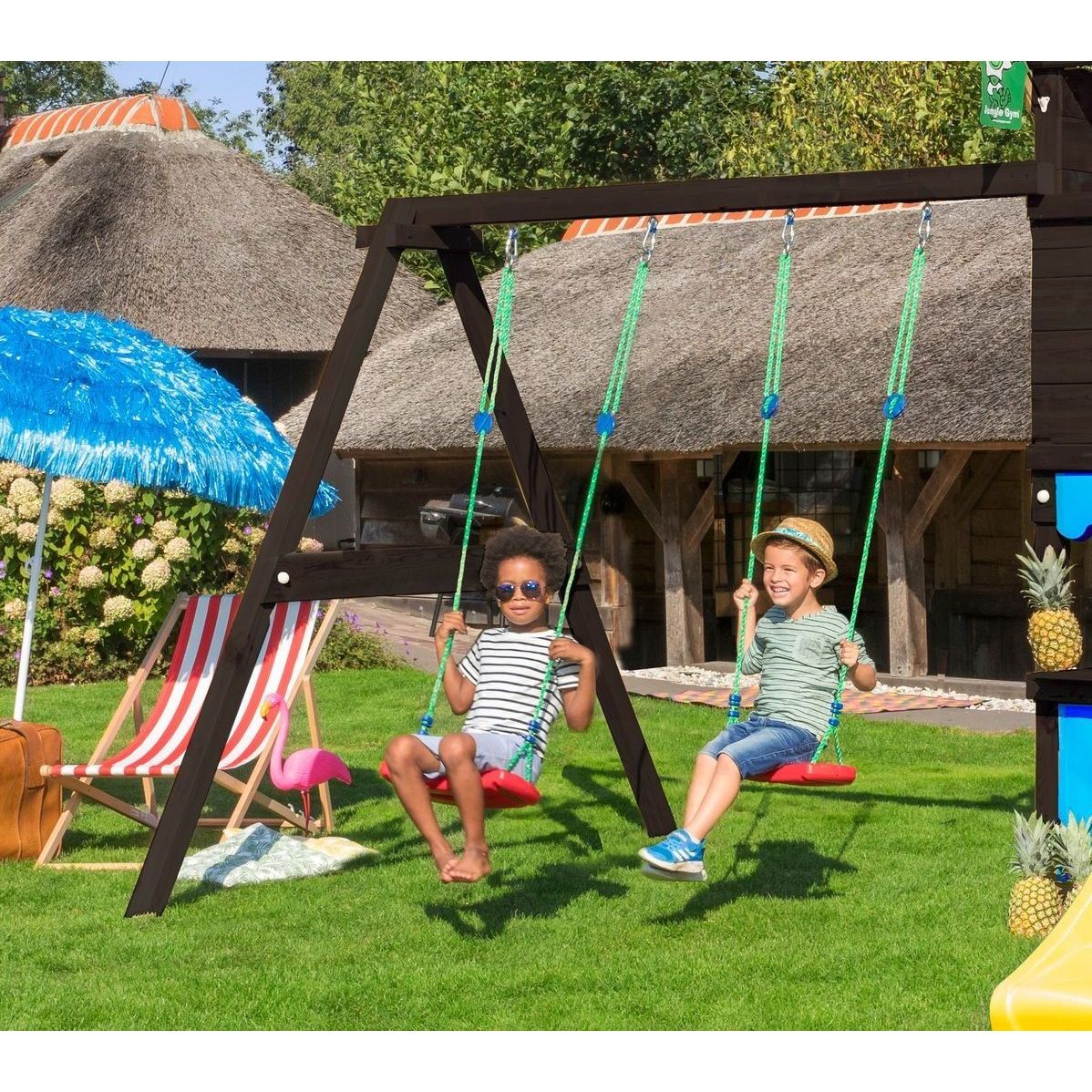 Keinumoduuli Jungle Gym 2-Swing Module 220, mustaksi petsattu