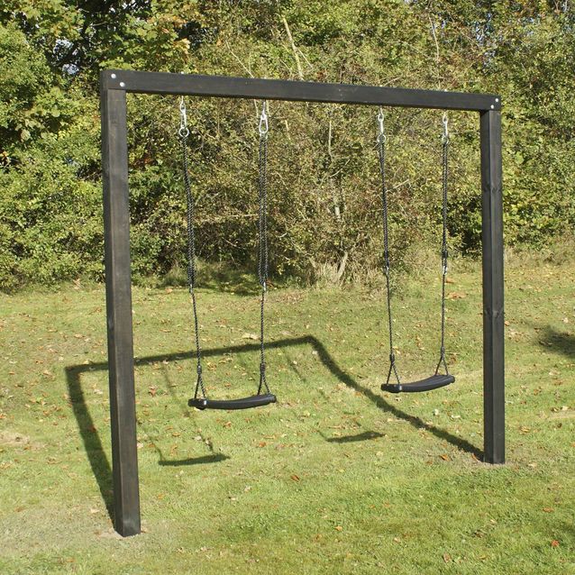 Keinuteline Nordic Play Active Alma, musta/petsattu, 2 mustaa keinunistuinta