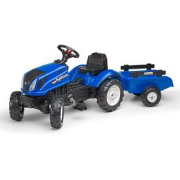 Leikkitraktori peräkärryllä Falk New Holland, sininen