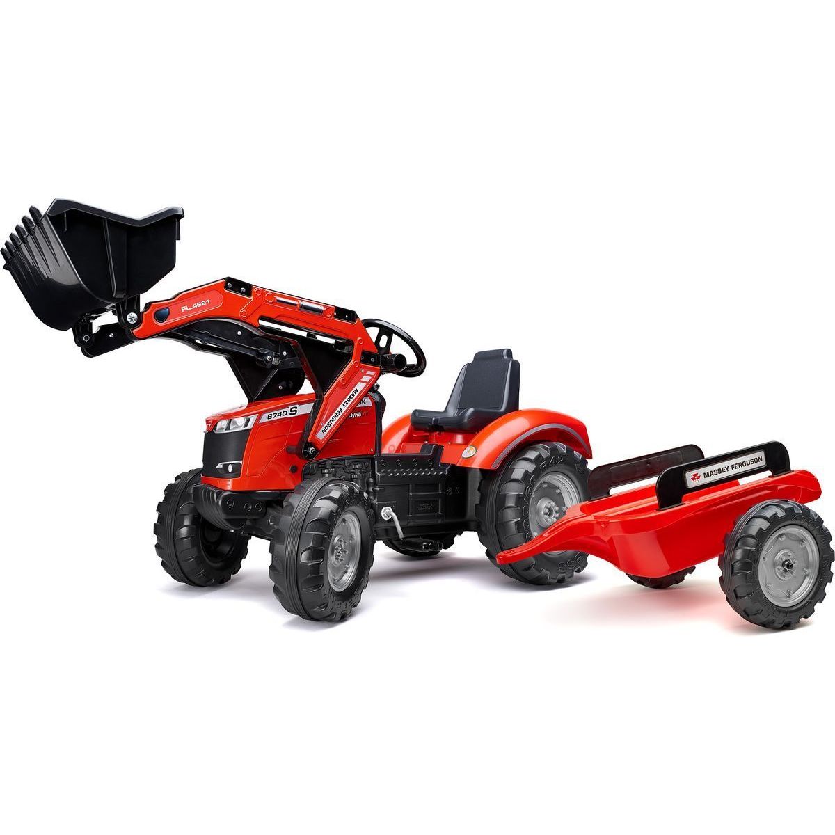 Leikkikaivinkone peräkärryllä Falk Massey Ferguson, punainen