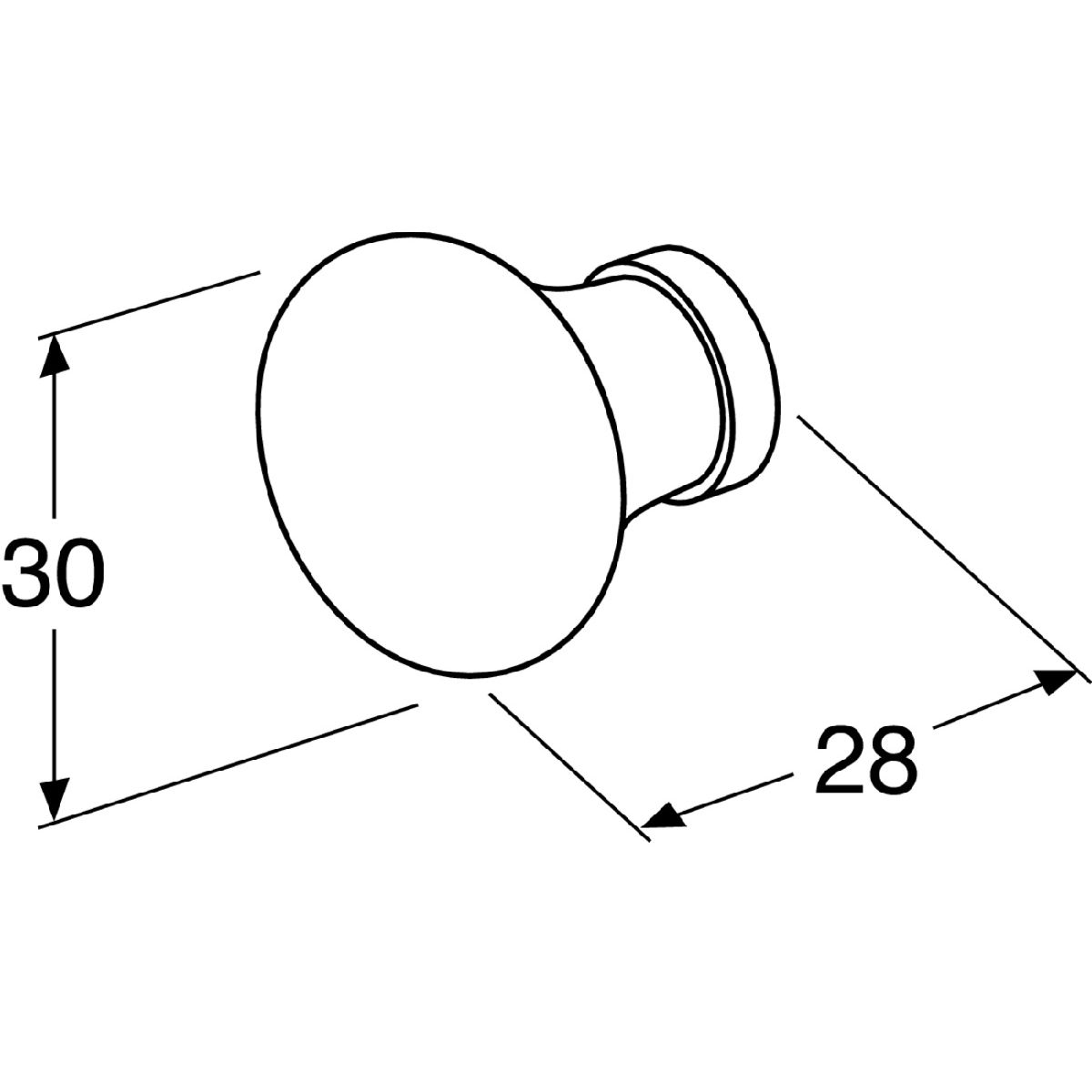 Nuppi Gustavsberg K1 Ø30mm posliini/messinki