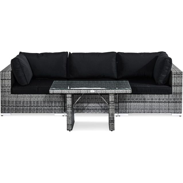 Oleskeluryhmä Bahamas 3-istuttava sohva korkea sohvapöytä tummanharmaa-musta