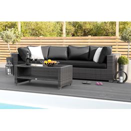 Oleskeluryhmä Bahamas 3-istuttava sohva + sohvapöytä hyllyllä tummanharmaa/musta