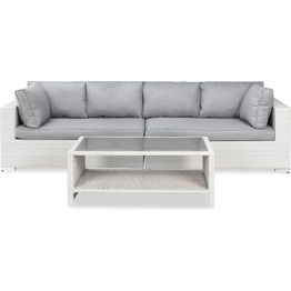 Oleskeluryhmä Bahamas 4-istuttava sohva + sohvapöytä hyllyllä valkoinen